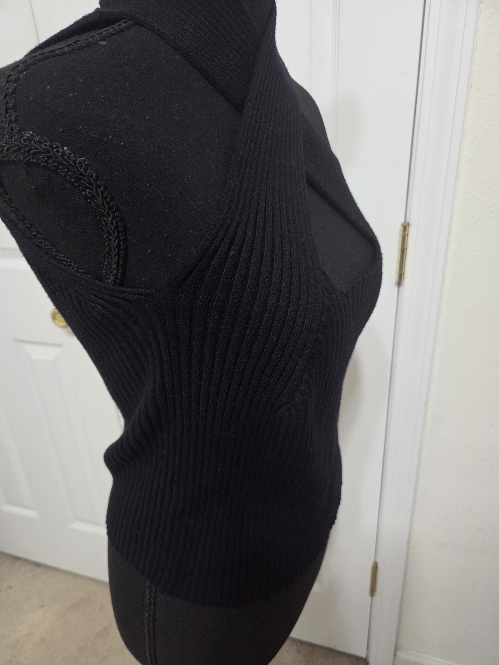 Listicle Black Ribbed Cross-Halter Tank - Picture 3 of 3